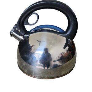 Revere Ware 1801 Stainless Steel Round Dome Copper Bottom Whistling Tea Kettle